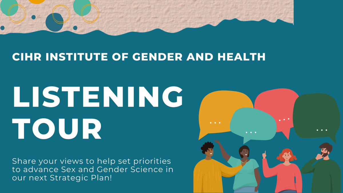 Calling the Atlantic Canada health research community! Join us at the virtual IGH Listening Tour’s Atlantic Canada townhall. Share your insights to advance sex and gender science through our next Strategic Plan! 📅 Nov. 29 ⏰2 - 4PM AST 🎟️bit.ly/3u1AK3Y