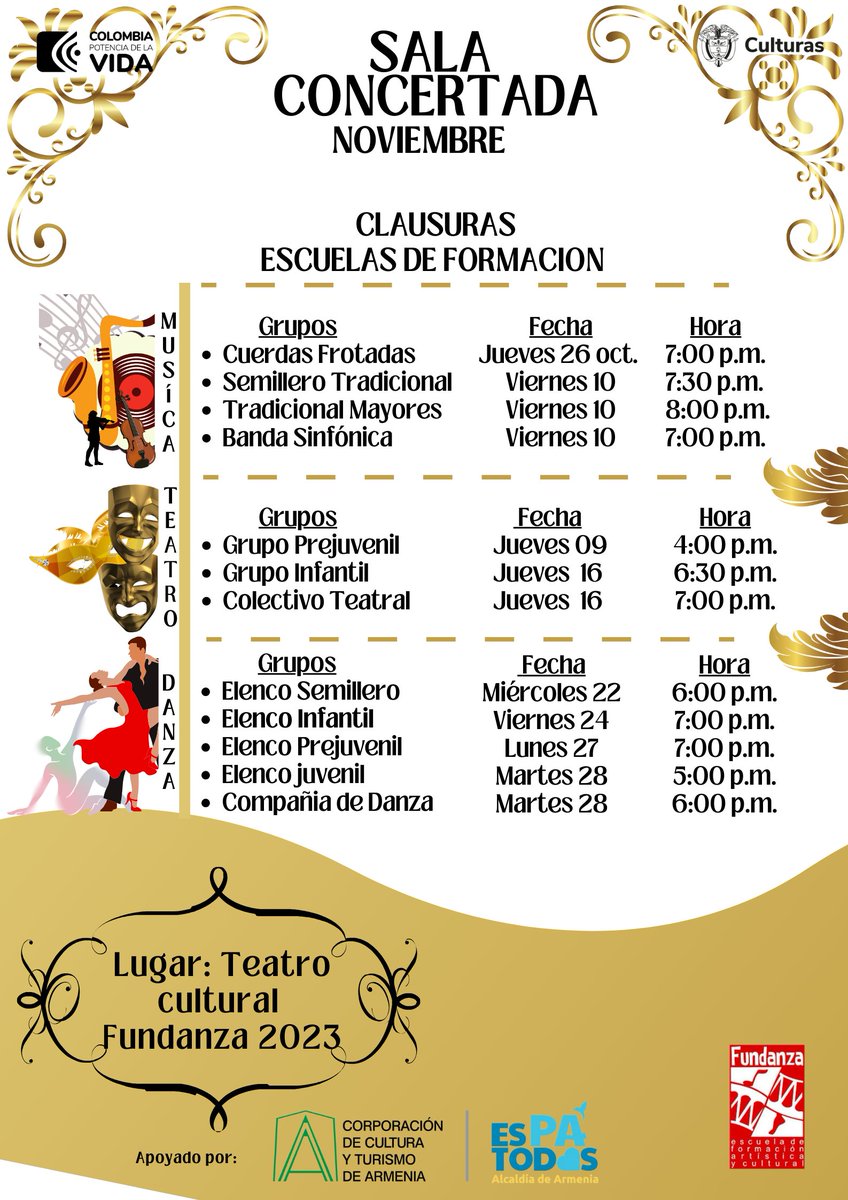 FUNDANZA's tweet photo. En "Sala Concertada", el mes de noviembre se transforma en un vibrante espectáculo que conjuga melodías, movimientos y expresiones artísticas. Estas experiencias sumergen al público en un viaje fascinante a través de diversos universos emocionales y creativos.  #SalaConcertada https://t.co/ujscPBHEA9