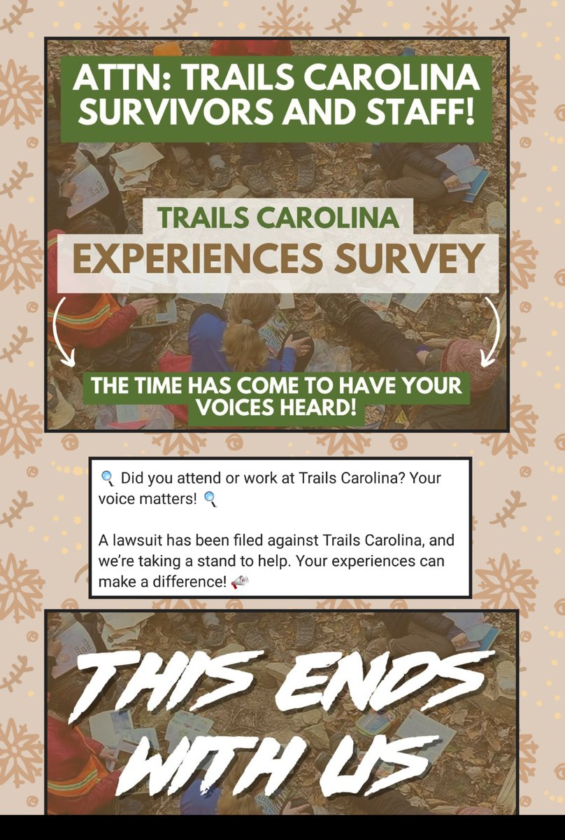 unsilenced_now's tweet photo. Link Survey: https://t.co/WodcdUUO6b

#troubledteenindustry #trailscarolina #northcarolina #wildernesstherapy #troubledteen #troubledteenprogram #breakingcodesilence #survivor #fyp #wildernessprogram #trailscarolinasurvivor #unsilenced #weareunsilenced
@megappelgate https://t.co/HJ2ZEzklib