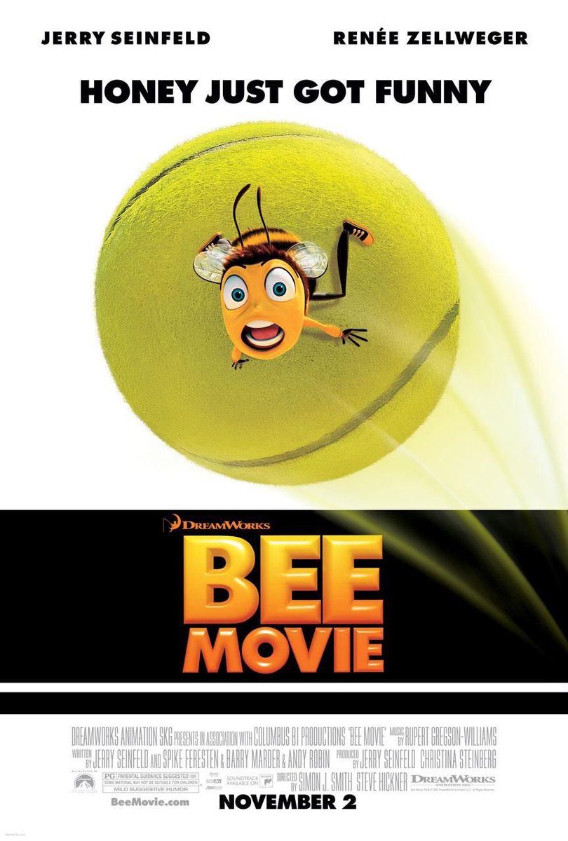Happy 16th Anniversary to Bee Movie! 🥳🎉

#BeeMovie #RenéeZellweger #BarryLevinson #KathyBates @Oprah #RayLiotta #JohnGoodman #RipTorn #AlexMcDowell #JanePoole #NickFletcher #SpikeFeresten #BarryMarder #AndyRobin #MarkSwift @CSteinberg9 #SimonJSmith @HicknerSteve @DreamWorks