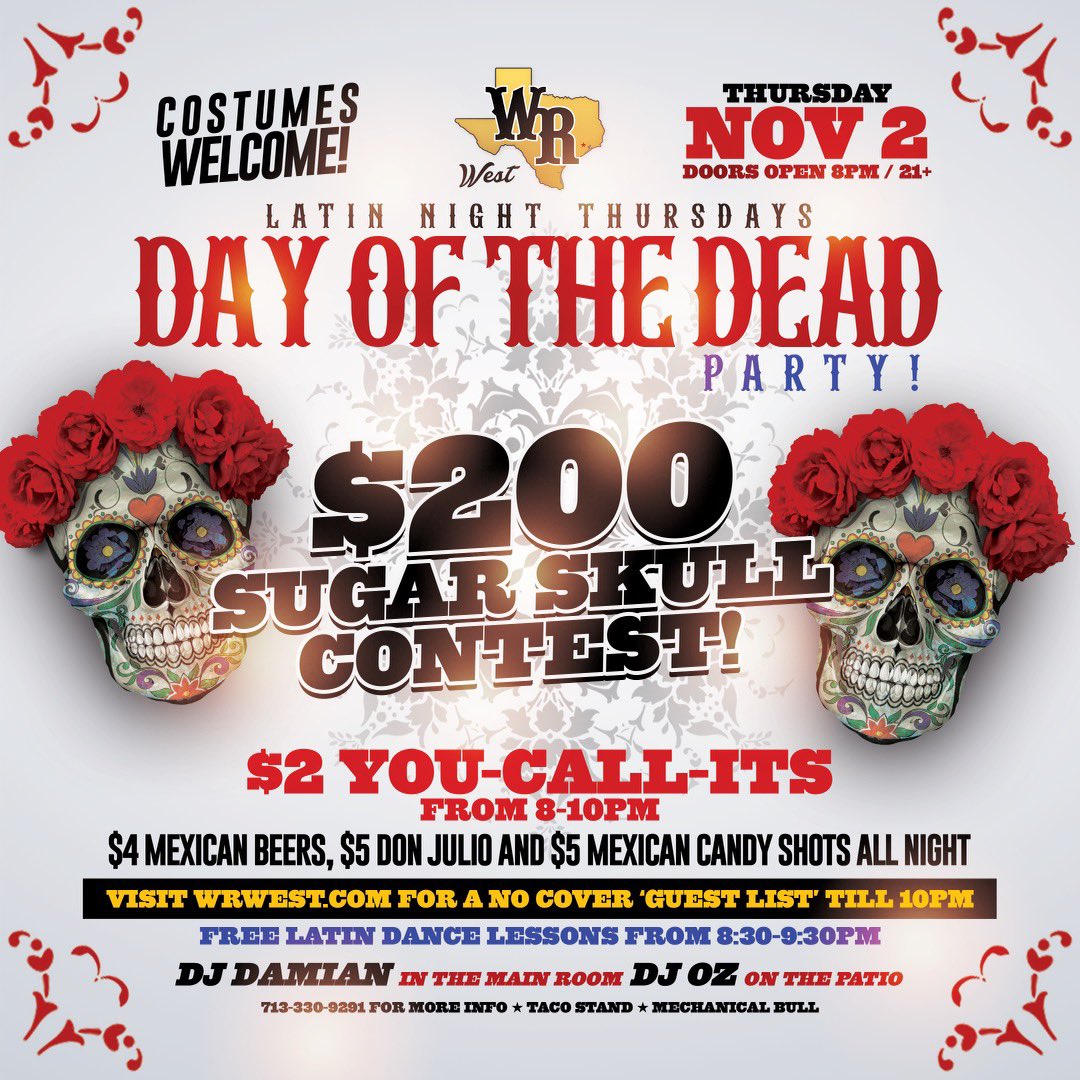 whiskeyriverrtx's tweet image. Tonight’s a celebration!! 🪅 Come painted! $200 sugar skull contest! 💀
.
#whiskeyriverwest #diadelosmuertos #dayoftheday #sugarskulls