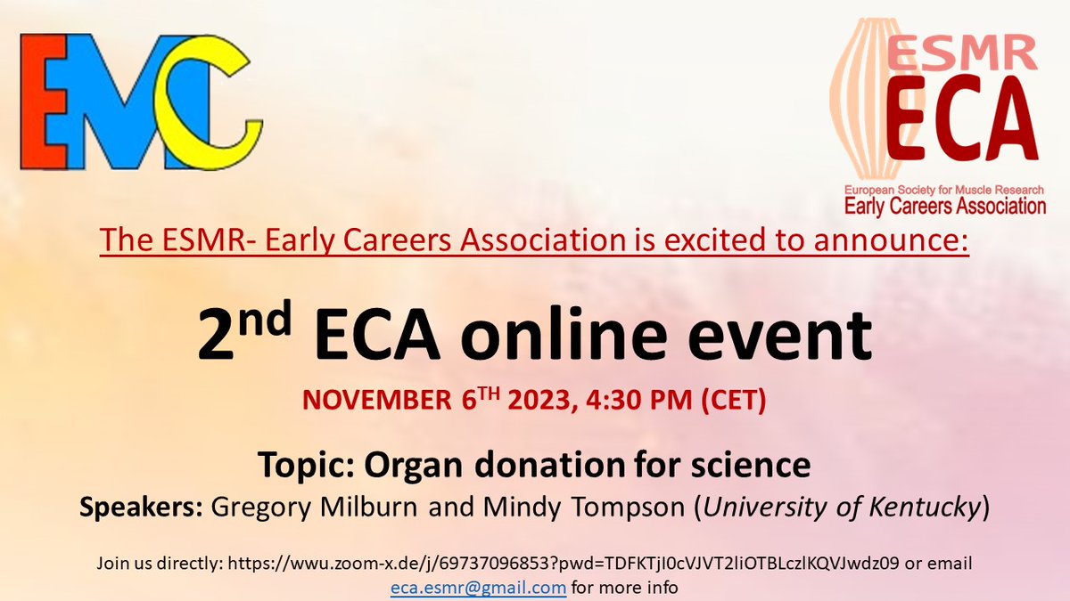 Christine Loescher (@c_m_loescher) on Twitter photo Please join us for this online event. Looking forward to some great talks and having a chance to catch up with everyone again. <a href="/ESMR_ECA/">muscle_early_career_association</a> Please join us for this online event. Looking forward to some great talks and having a chance to catch up with everyone again. <a href="/ESMR_ECA/">muscle_early_career_association</a>