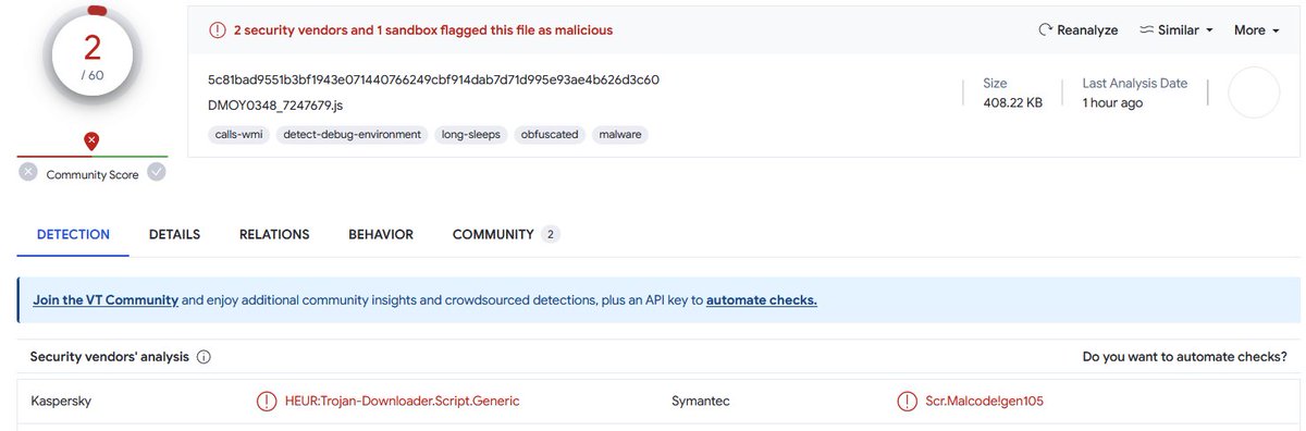 reecdeep's tweet photo. #AsynRat #malware #geofenced #Italy 🇮🇹
low detected (2/60)
js > powershell > exe
https://t.co/D0656shIf3
1⃣p://lzlzy4e,top/1.php?s=js2
2⃣p://lzlzy4e,top/2.php?id=<ID>&key=<time>
3⃣s://temp,sh/bfseS/ruzxs.exe
#infosecurity
two weeks ago campaign:
👇
https://t.co/hIzHQp24RL https://t.co/eN7uUgWzHA
