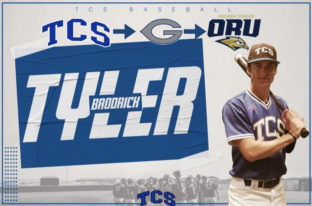 TCS ALUM MOVING ON 

<a href="/BrodrickTyler/">Tyler Brodrick</a> is a current outfielder at <a href="/GraysonBaseball/">Grayson Baseball</a> and has just committed to <a href="/ORUBaseball/">ORU Baseball</a> !! 

We couldn’t be happier for him! 
#whytcs #tcsalum