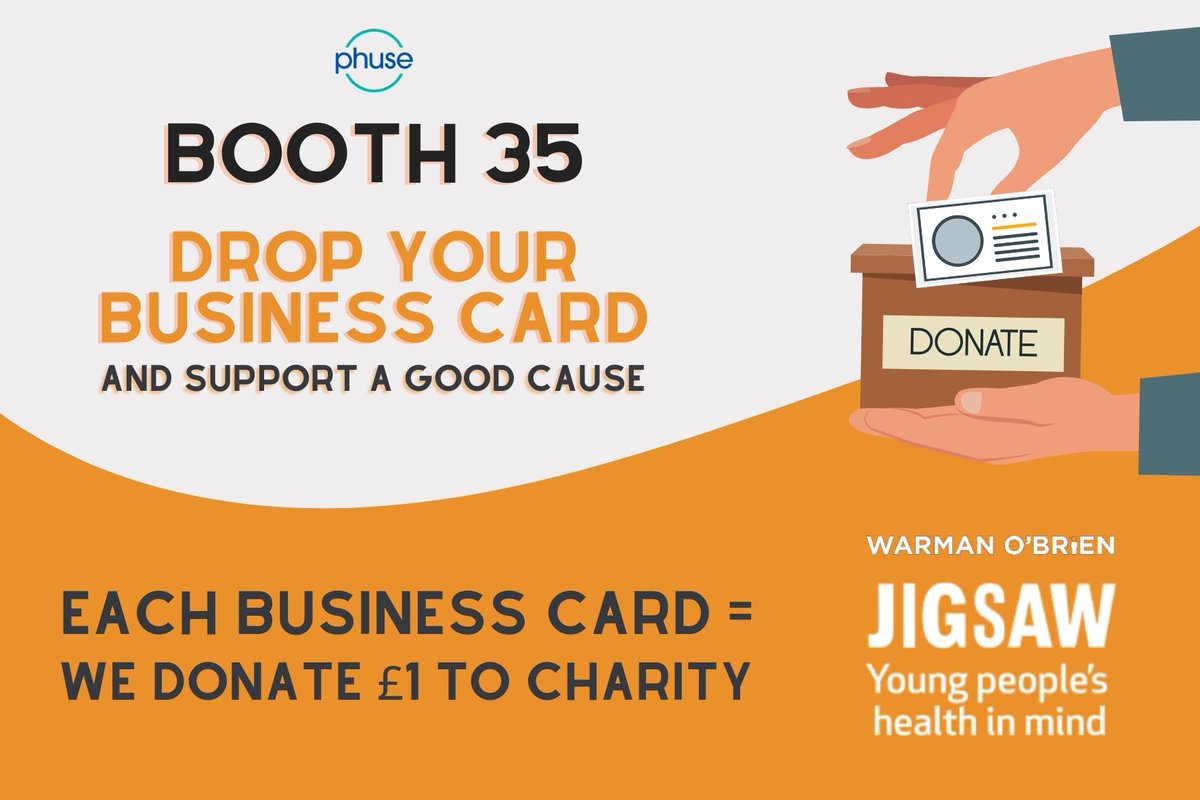 WarmanOBrien's tweet image. For each business card gathered at @PHUSETwitta EU Connect next week, we will contribute £1 to Jigsaw Youth Mental Health, our charity partner for the year. Jigsaw is dedicated to providing crucial mental health support services to the youth.#PHUSEEUConnect #PHUSE #SASProgramming