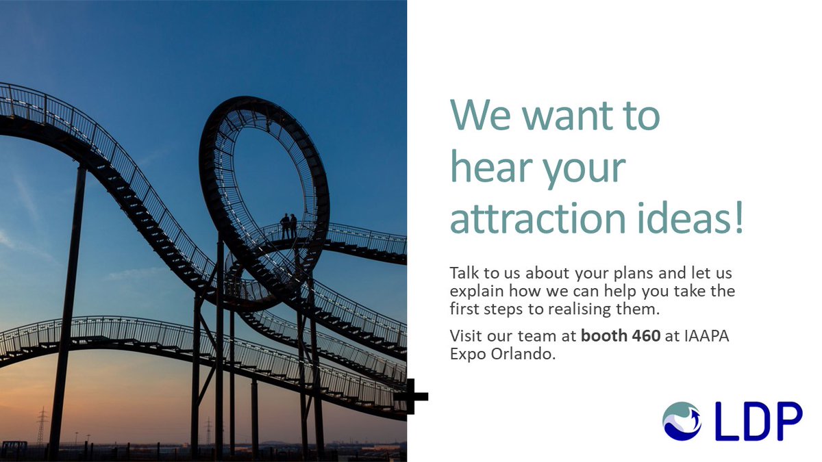 LDP_Economics's tweet image. Do you have an attraction concept but not sure what to do next? We can help! Visit us at booth 460 at IAAPA Expo Orlando or contact us via the link below to arrange a meeting

leisuredevelopment.co.uk/contact-us/