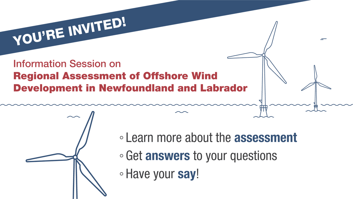 Hey #HarbourBreton, residents! Information sessions on the Regional Assessment of #OffshoreWind Development in #NewfoundlandAndLabrador are happening on November 8. Get the details and join us 👉 iaac-aeic.gc.ca/050/evaluation…