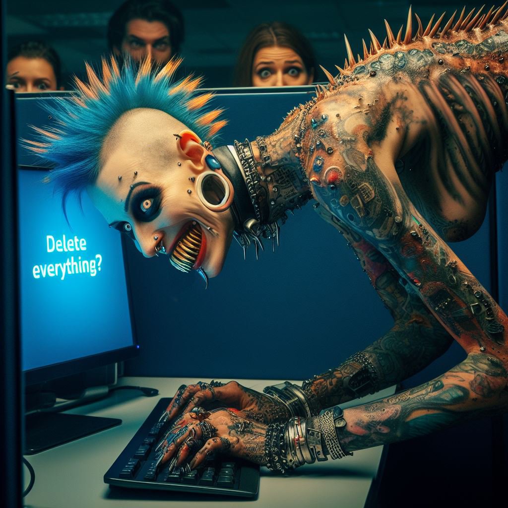 Jimmyseverance's tweet photo. #deleteeverything #delete #punk #ai #dalle3 https://t.co/FmLTVNHhmL