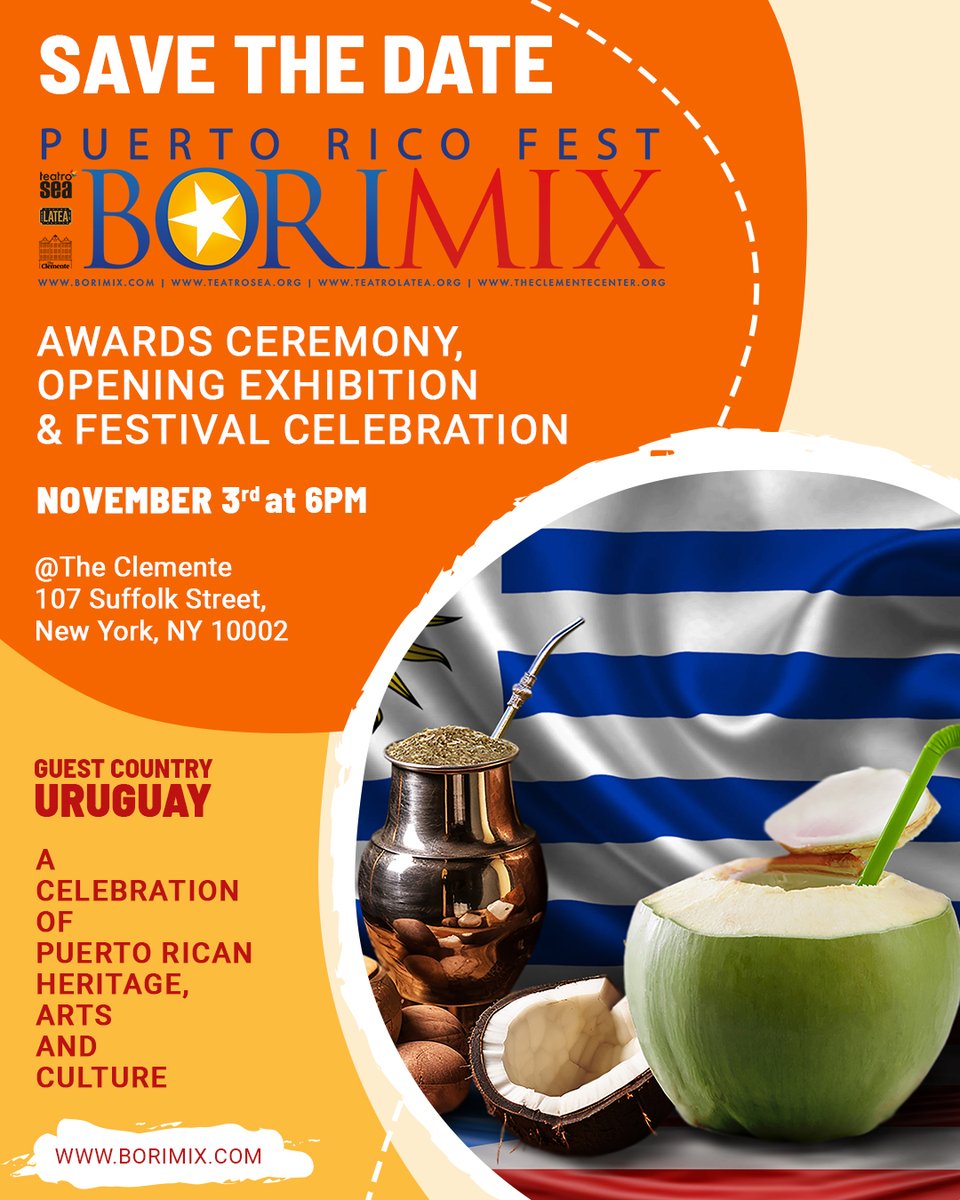 🎉🏆 ¡Mañana es el día! Join us for the BORIMIX Opening Party and Awards Ceremony at 6:30PM at Teatro SEA (107 Suffolk Street NYC). Cash bar, appetizers, and live Latin dance music for all! Don't miss out! 🎭🎉 #BORIMIX #TeatroSEA #AwardsCeremony #ArtCelebration