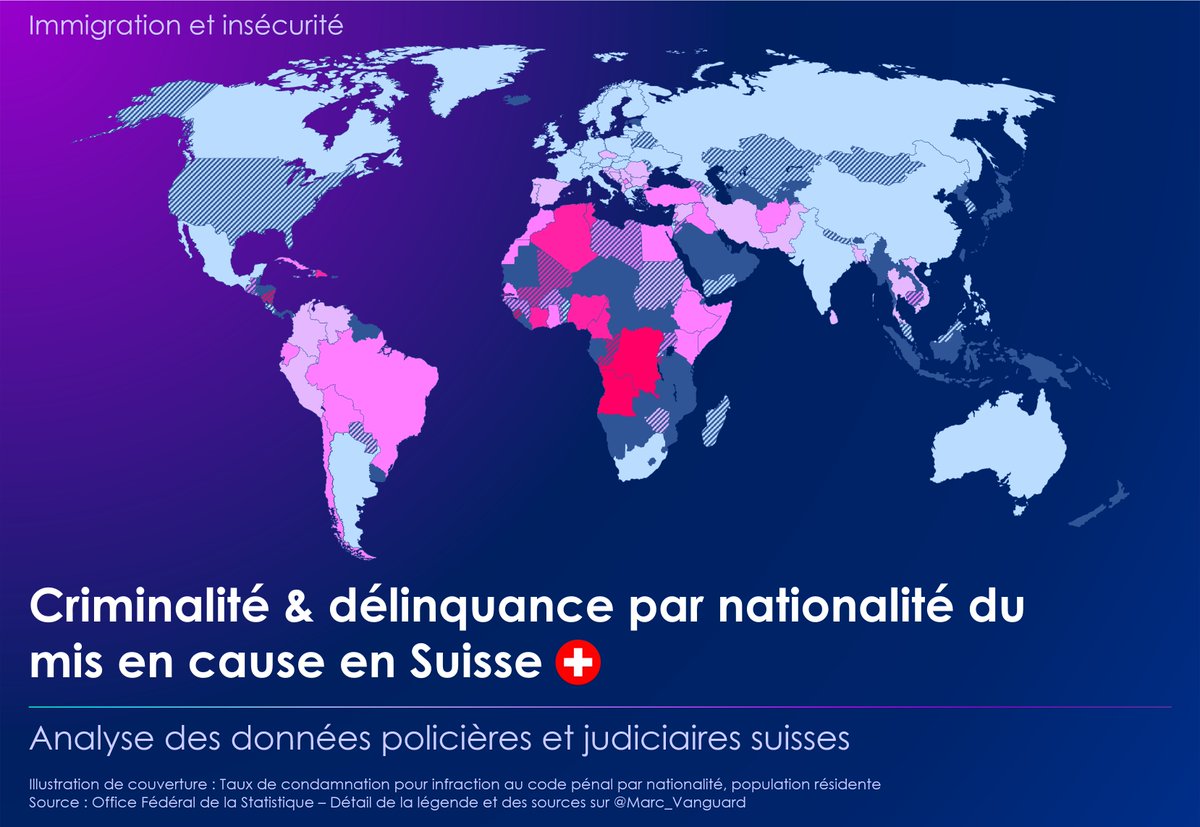 🚨 Immigration & insécurité 🇨🇭 La Suisse est le seul pays d'Europe à publier les taux de condamnation de 120 nationalités différentes, avec une précision inégalée. Découvrez dans ce fil🔟conclusions, parfois surprenantes, issues de ces chiffres ⬇️