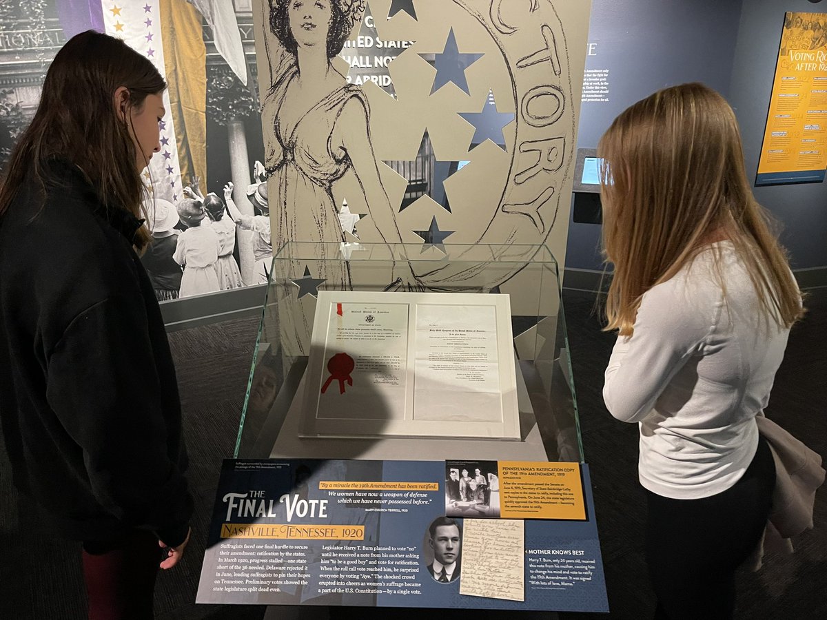 MCMartirone's tweet photo. #APGov had fun field trip to the @ConstitutionCtr. It’s a fan favorite, full of documents and exhibits that give my kids a sense of the who “we the people” are and what kind of a nation we’ll be in the future. 🗳️
#NCCTac @RosenJeffrey
We did miss @SarahEHarris2 https://t.co/cWr2gk5PYe