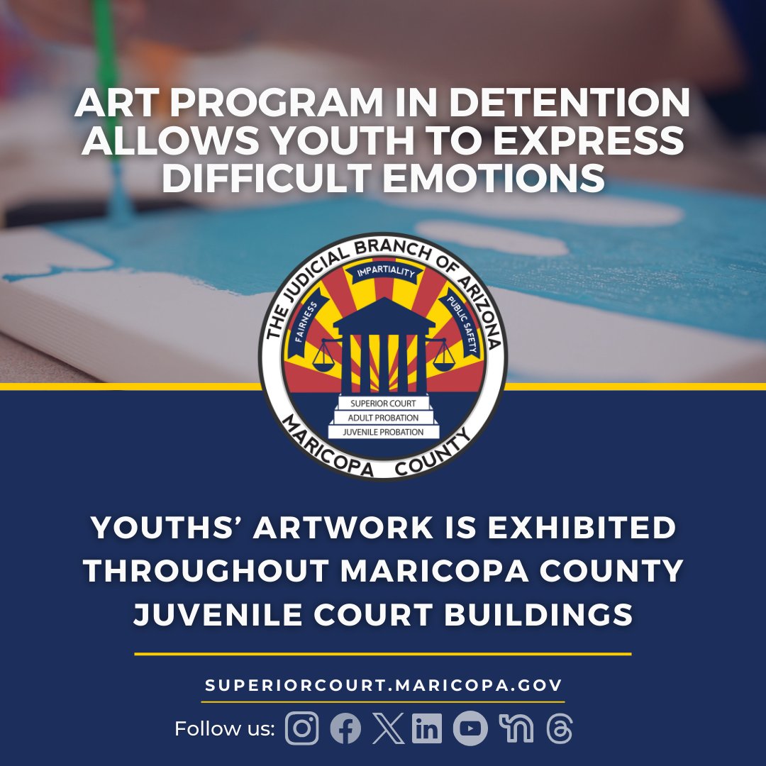 courtpio's tweet photo. The Juvenile Probation Department, part of @courtpio , started a collaboration with Young Arts Arizona in 2002 and since has empowered thousands of youths to achieve their full potential through artistic expression. 

Read more: https://t.co/67kXiaQDsm https://t.co/rdMKzxDN4D