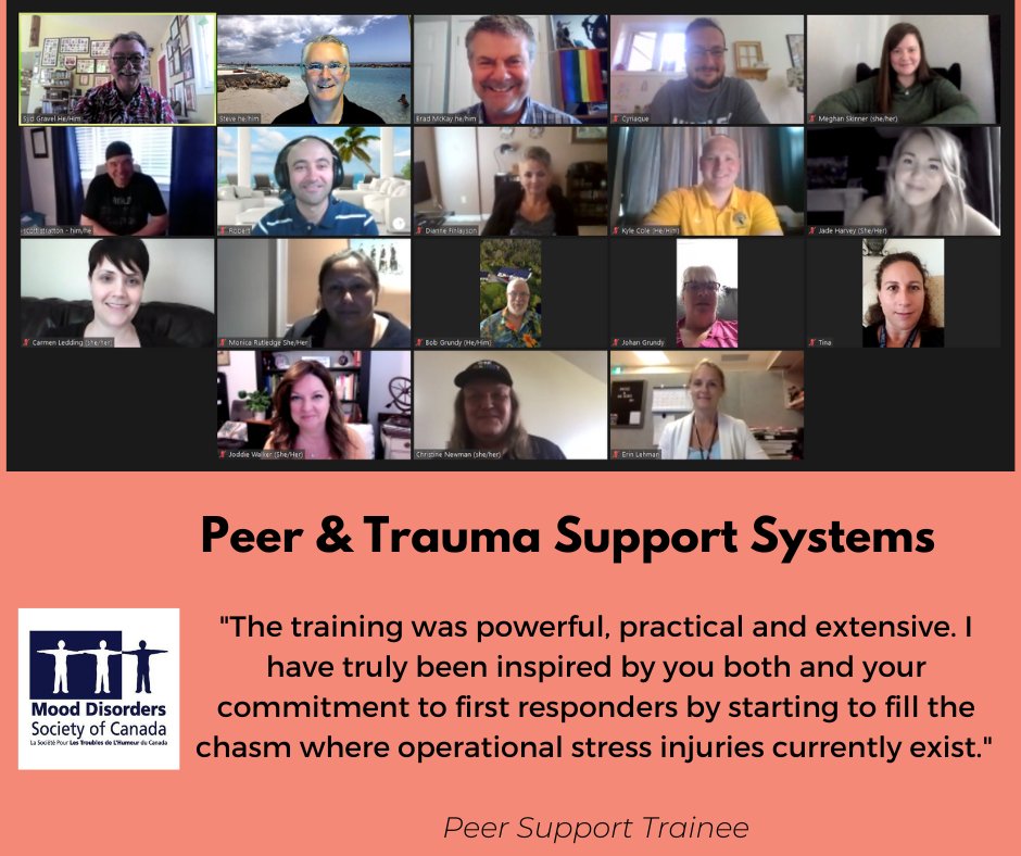 Discover the team of incredible people with years of lived experience, #peersupport, and #mentalhealth professionals experienced in addressing #trauma. Sign up for one of our next workshops: mdsc.ca/peer-and-traum… #peertraining #mentalhealthmatters