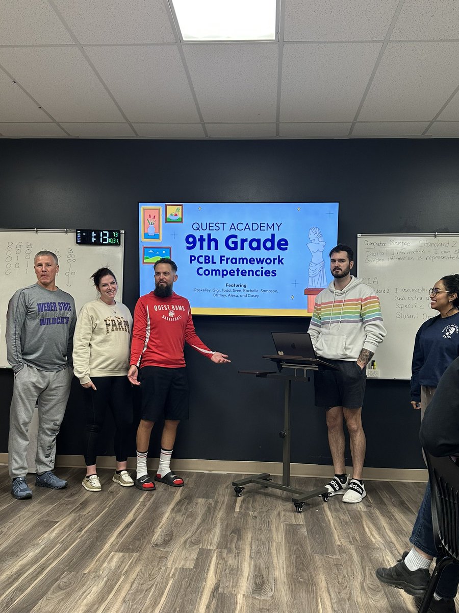 QuestJrHS's tweet photo. At teacher PD yesterday grade level teams shared glows and grows in each area of the PCBL framework! Our teachers have worked so hard developing these areas for our learners, but at Quest the growth never stops! #utahpcbl #whyiquest @UTPublicEd @UtahCharters https://t.co/AVTn13b1gt