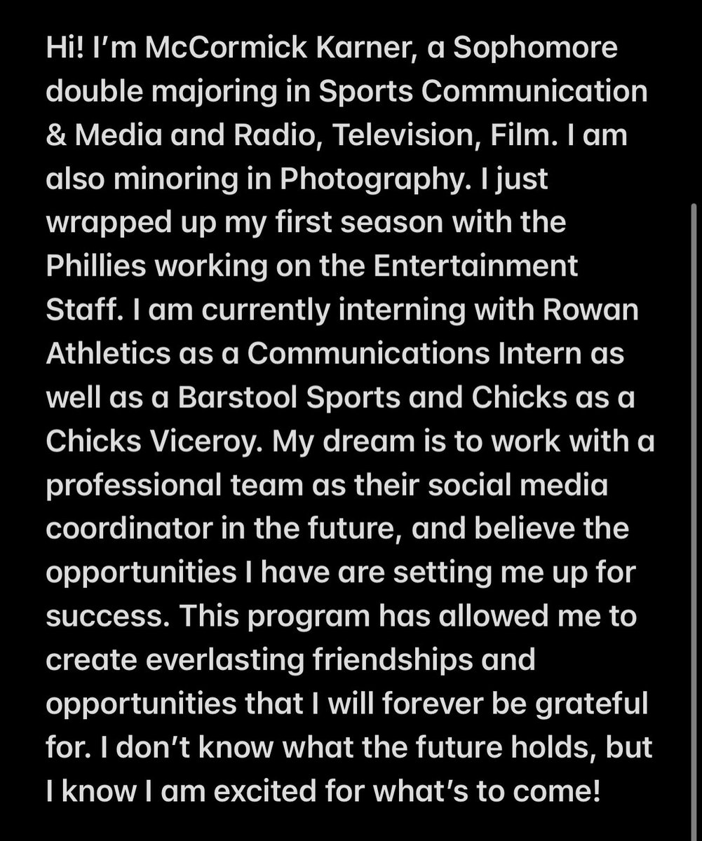 RowanSportsCAM's tweet photo. As we continue our 🌟Student Spotlight🌟series, we would like to recognize a @barstoolsports intern, McCormick Karner! 

Don’t stop working hard McCormick, you’re doing a great job! Keep it up! 🦉💛🤎 https://t.co/ILRui5ZMON