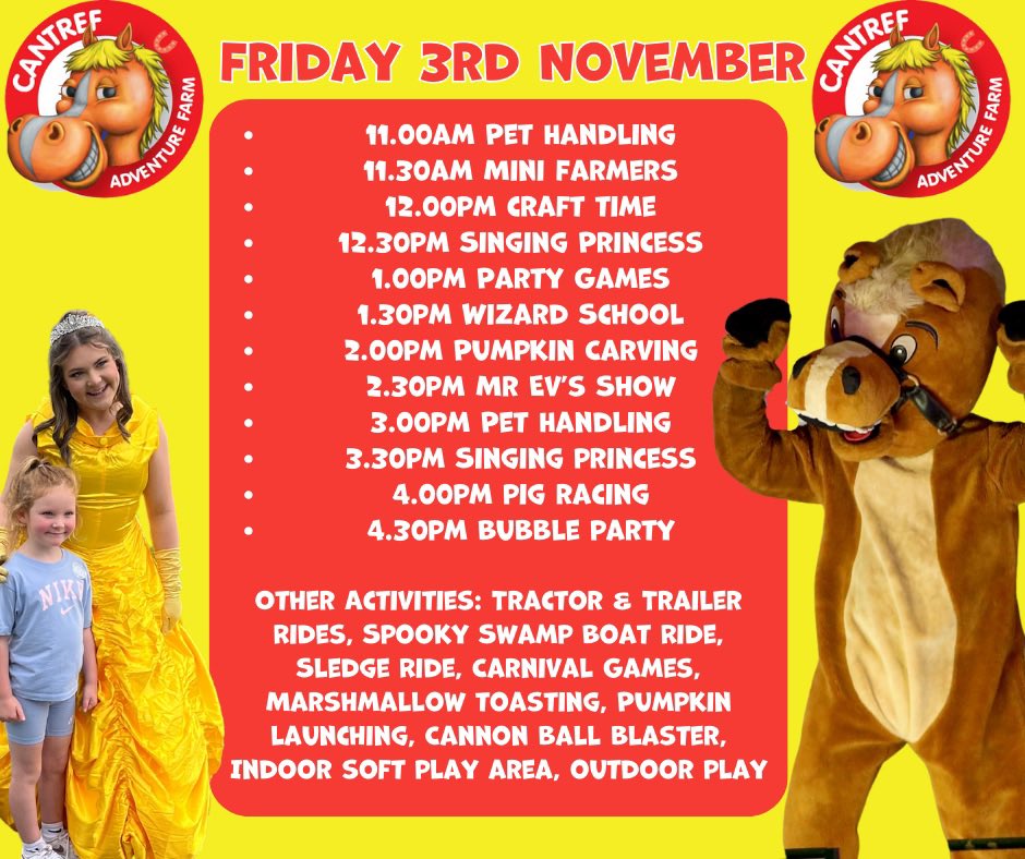 Join Us for a Day Packed with Fun at Cantref Adventure Farm

It's going to be a day of non-stop entertainment and excitement for the whole family! See you on Friday 3rd, at Cantref Adventure Farm. Don't miss out on this fantastic day of fun
#dayout 
cantref.com/book/farm-tick…