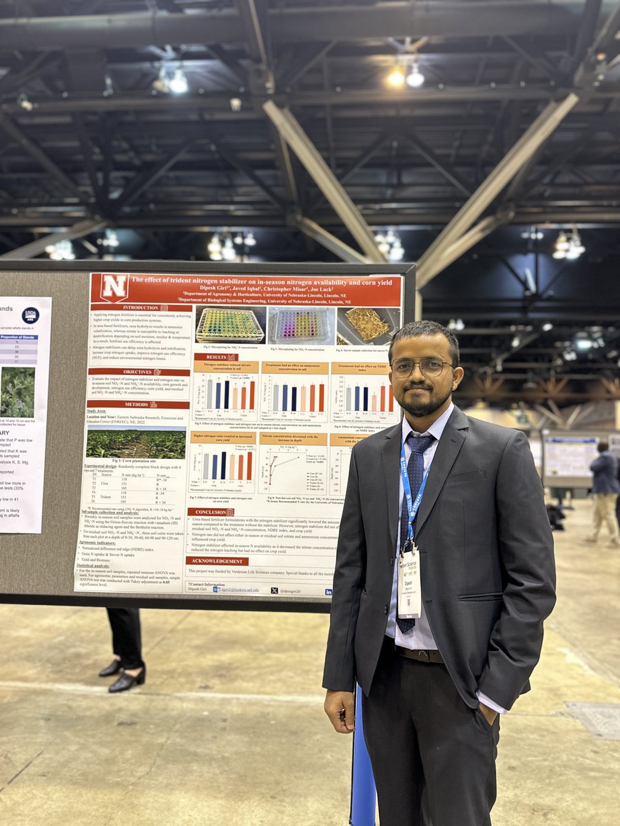Iqbal_SoilLab's tweet photo. Excellent poster and oral presentations by my students and postdoc at #ACSmt, so proud of your wonderful efforts and impactful work! Ways to go to help Nebraskans improve #NitrogenUseEfficiency, #Cropproduction and #WaterQuality, @unlagrohort,@waterforfood,@UNLExtension https://t.co/fvlVjEEo41