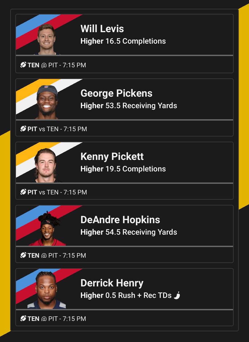 Dman_Picks's tweet photo. Great feeling about tonight’s game 😈

Rocking with Underdog for this game because of Pickett at 19.5 completions https://t.co/Oi9y6vZTJt