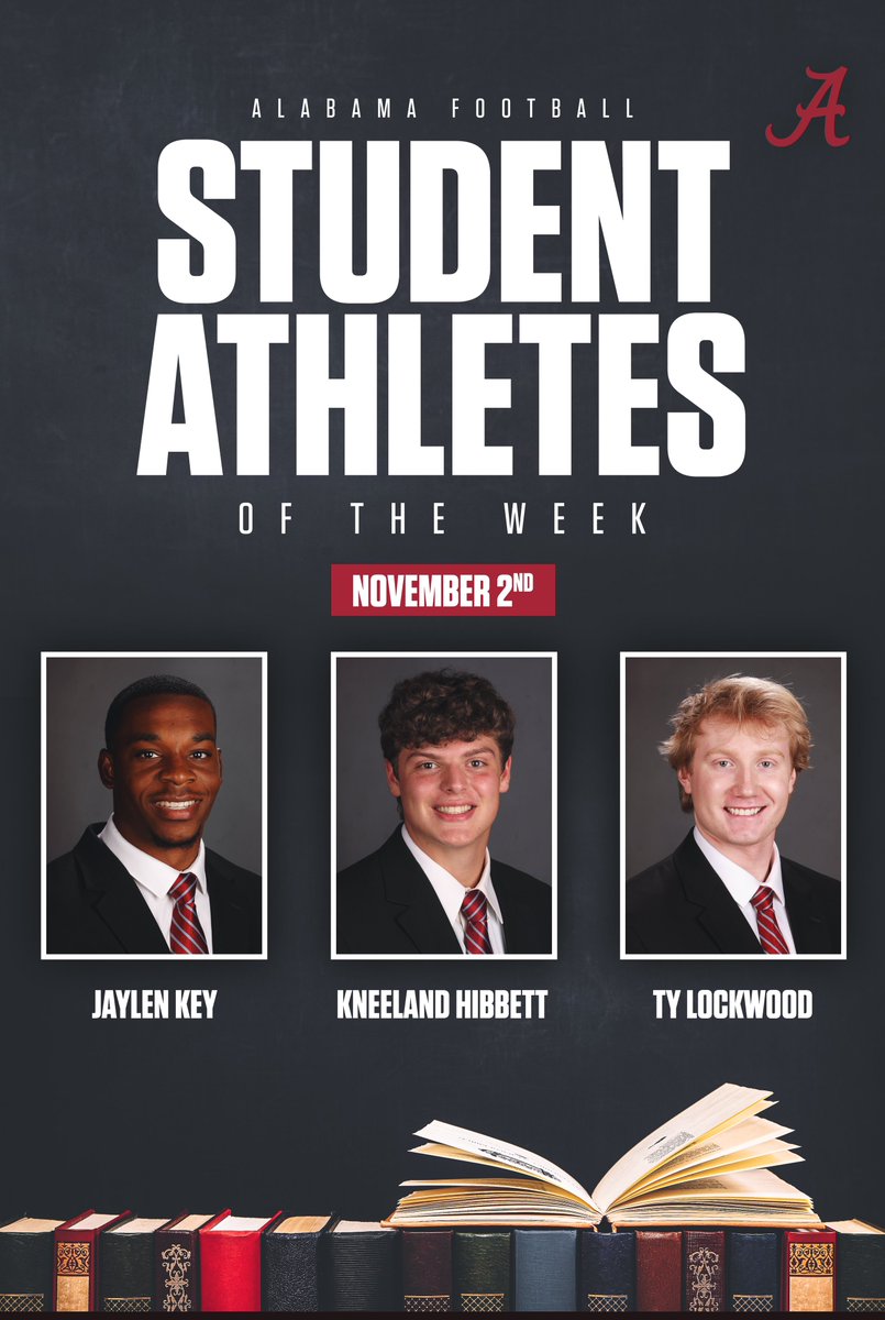 Student-Athletes of the Week! 📚🎓

@Jaylen_Key 
@KneelandHibbett
@TyLockwood7 

#RollTide