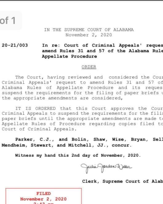 JudgeMinor's tweet photo. As of today, three years paperless for the Alabama Court of Criminal Appeals. No paper briefs. #AppellateTwitter #AppellateX #Minor2024 https://t.co/OagoMgOQXM