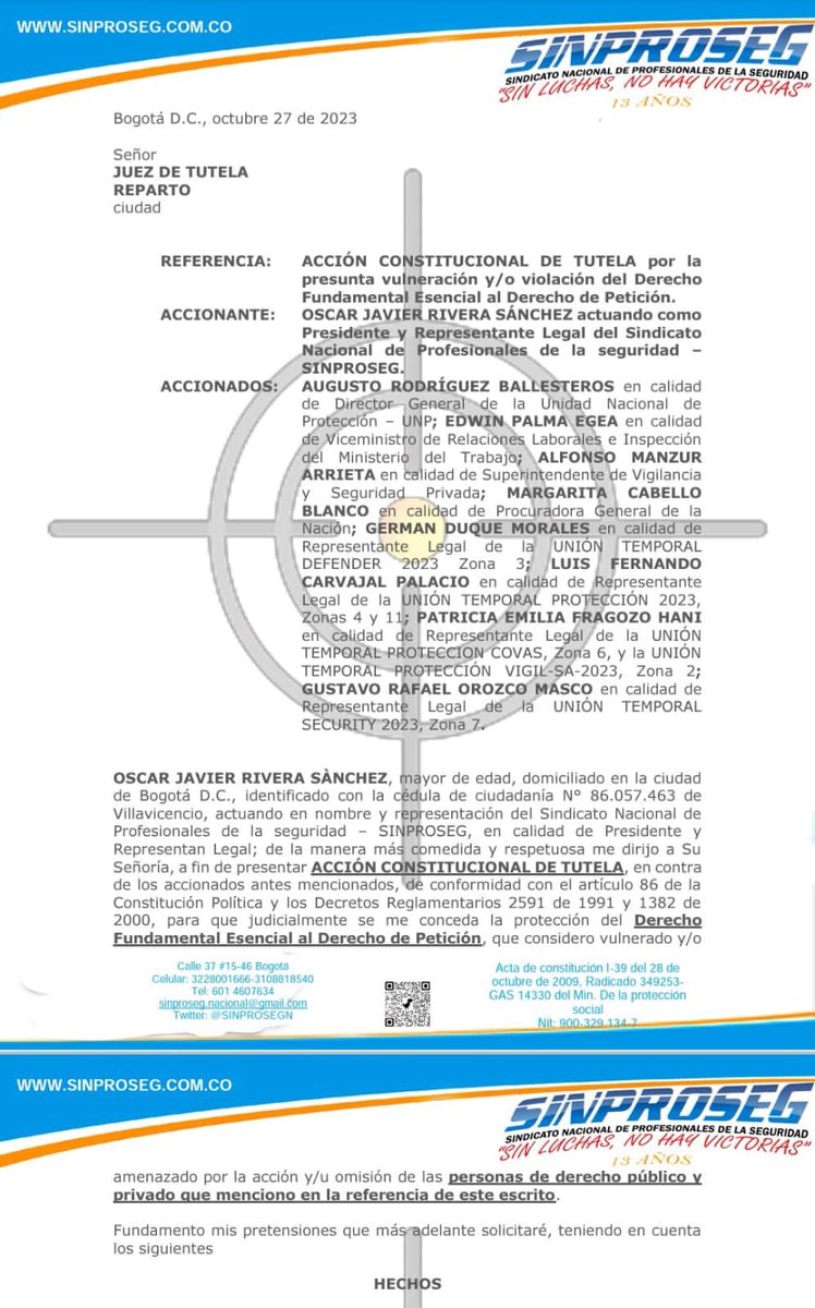 chiporivera's tweet image. "AL PARECER, SOLO AL PARECER" las acciones tomadas por @SINPROSEGN, DP y Tutela, en cuanto a la solicitud de la aplicación de la Ley 2101 de 2021, conllevaron a @MintrabajoCol a recular y manifestar que dicha Ley es aplicable a TODOS los trabajadores de la seguridad privada.