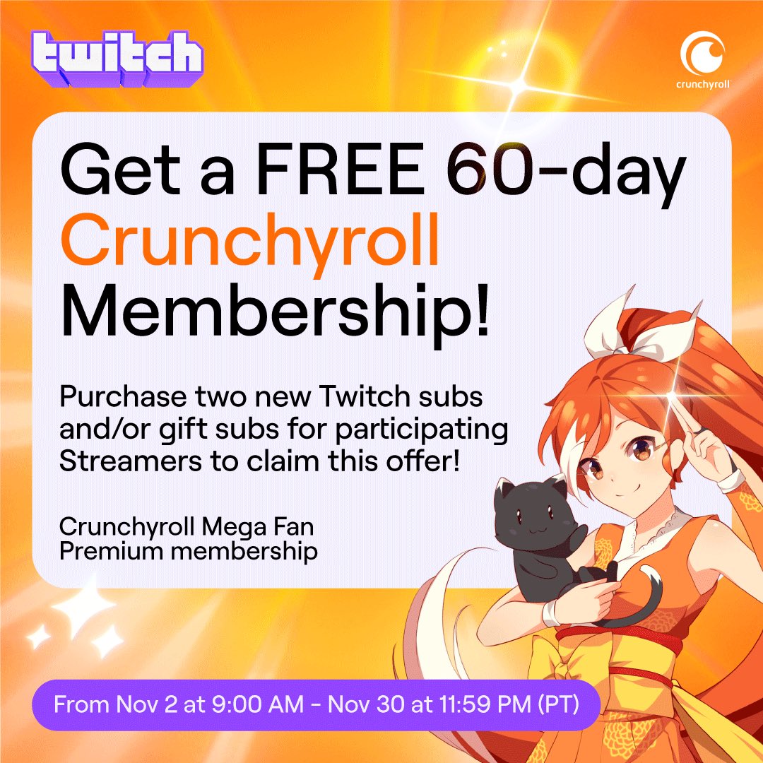 Auteru 🌟🐣 VTuber on X: happy to announce i was one of the chosen  channels to do this! 🐣🌟 Twitch is partnering with Crunchyroll, the  ultimate home for anime worldwide, to provide