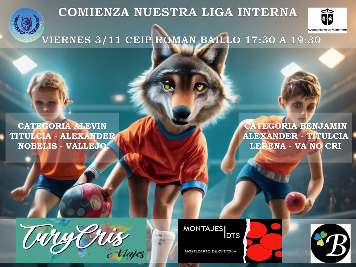 EMPEZAMOS LA LIGA LOCAL!!
En el colegio Roman Baillo
EL VIERNES a partir de las 17:30 hasta 19:30 los equipos alevines y benjamines 
@tiendas_bonisimo_te_v_cafe
#balonmano 
<a href="/Ayto_Valdemoro/">Ayto de Valdemoro</a> 
#valdemoro
<a href="/fedmadridbm/">Fed. Madrileña BM.</a>
@viajesturycris