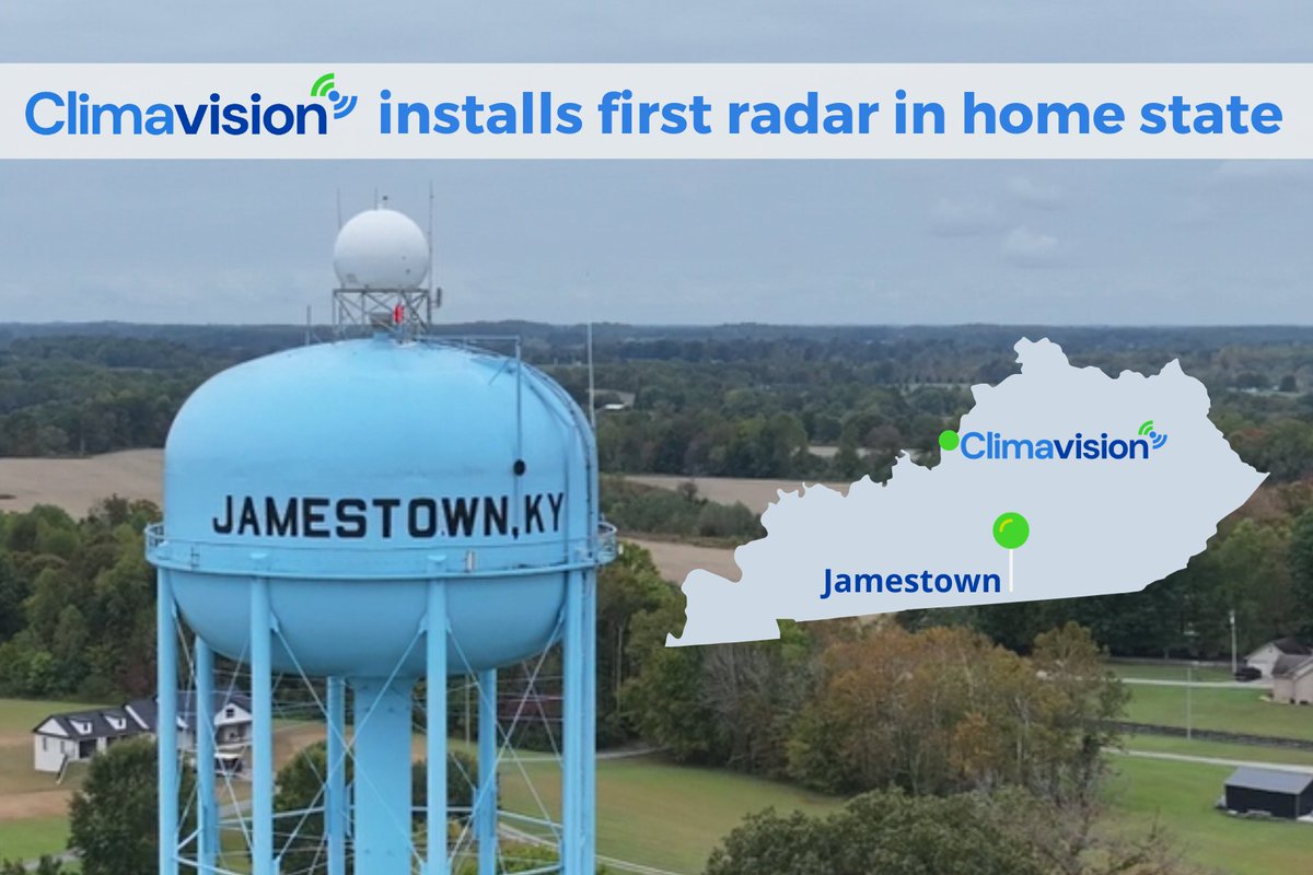 Happening today: we are cutting the ribbon on our first radar installation in our home state of Kentucky! This latest radar, located in Jamestown, will bring critical coverage to South Central Kentucky.

Read more about our newest radar:
hubs.la/Q027zXmX0