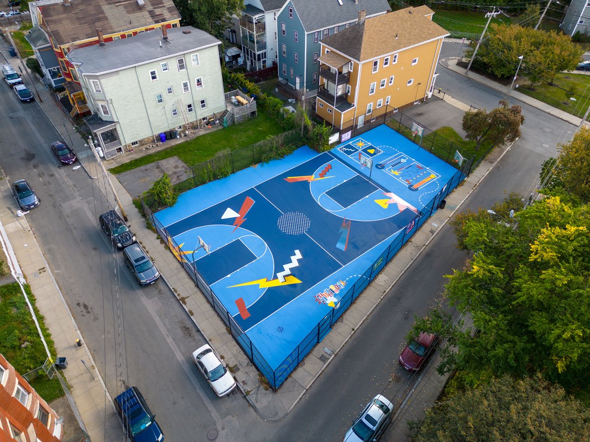 🎨 The Fenelon Street Playground basketball court in Dorchester has received a vibrant makeover, thanks to the collaboration between the Boston Parks Department, Jaylen Brown, and Red Bull.  The colorful transformation is a slam dunk for art and basketball lovers alike.