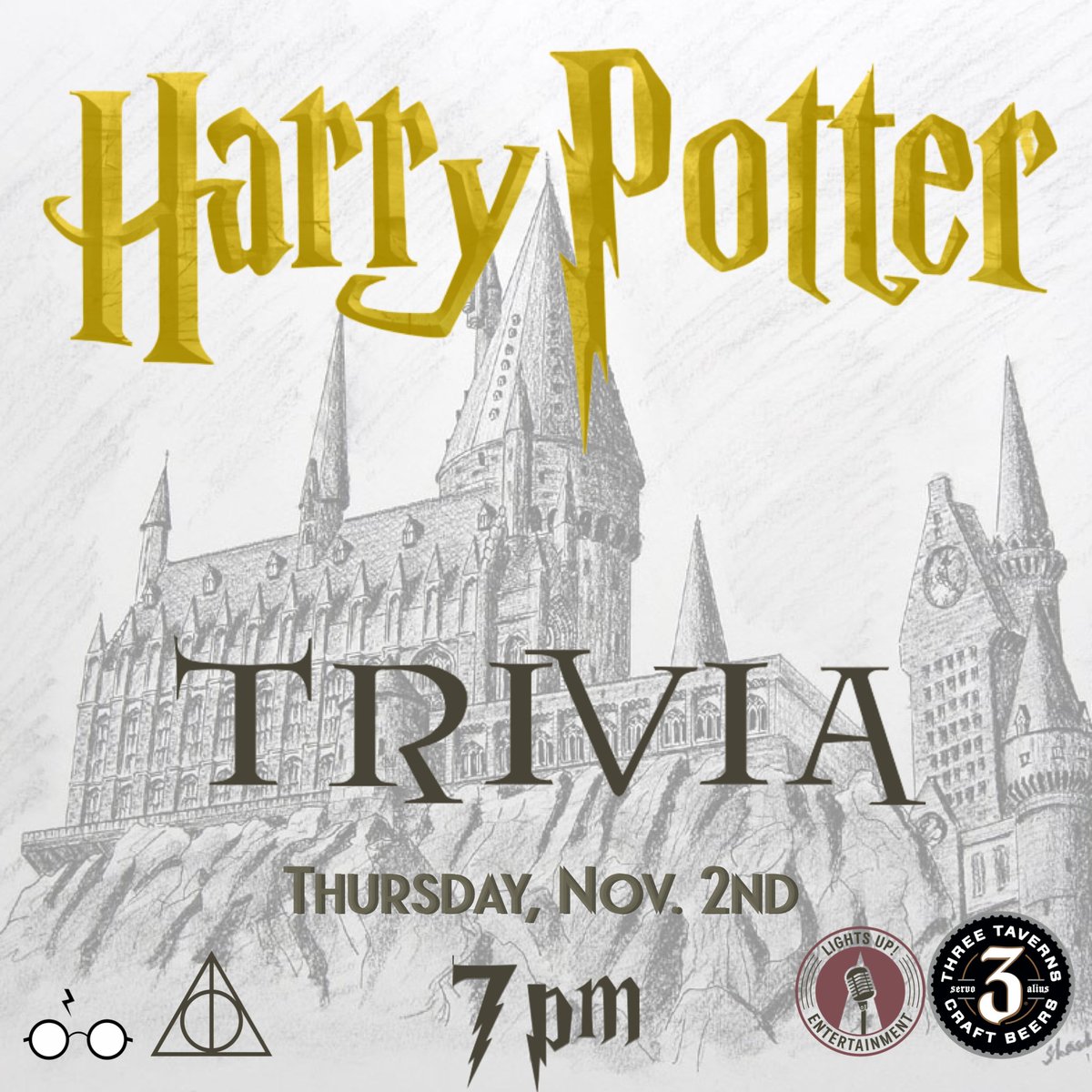 ⚡️Calling all Witches and Wizards! Test your magical knowledge in our enchanting Harry Potter trivia night TONIGHT at The Parlour at 7pm! Who will claim the Triwizard Cup of Wisdom? 🏆