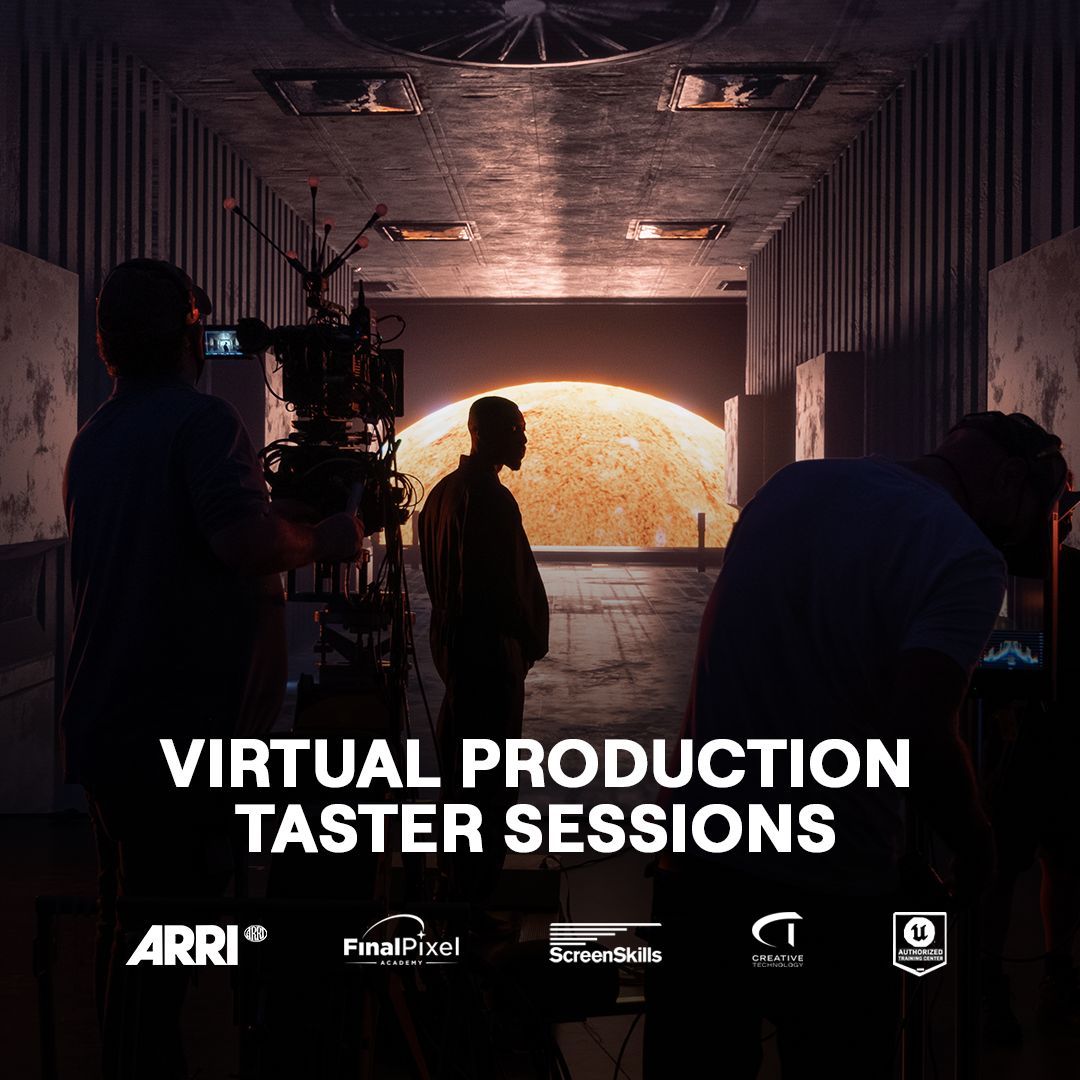 _FPAcademy's tweet photo. FP Academy in partnership with @arri Stage London &amp; @ukscreenskils will be running two taster sessions funded by the HETV &amp; Film Skills Fund. 

Online: Dec 5, 2023
Live: Dec 7 &amp; 8, 2023
APPLY TODAY: https://t.co/oRfQ6PV4jt

#virtualproduction #icvfx #upskilling https://t.co/qBCadtPxh8