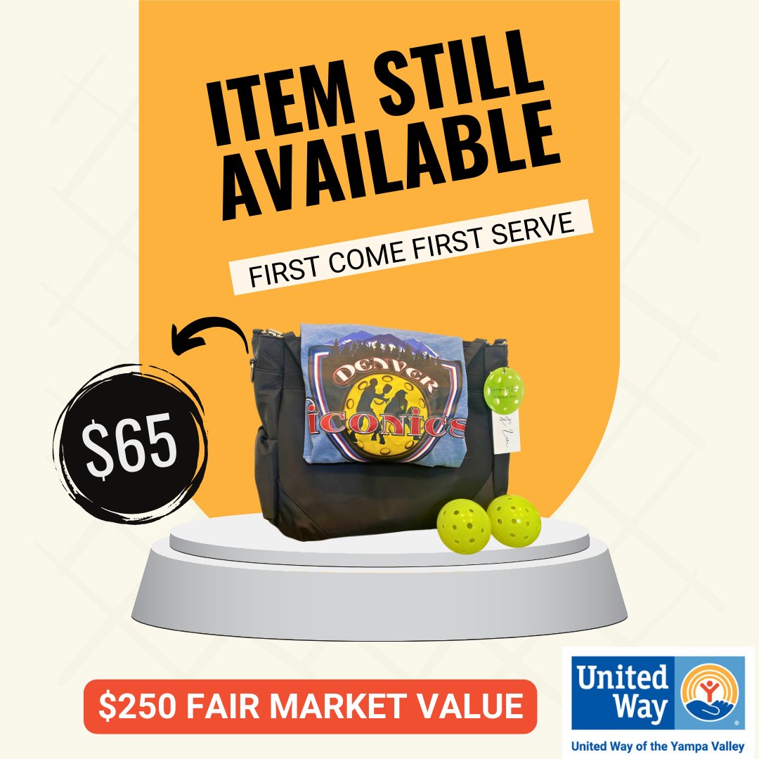 Georgie and Lou Ladies Pickleball bag, Denver Iconics Pickleball shirt size large, and x2 pickleballs.

The first person to come to our Steamboat office at 443 Oak Street, Monday - Friday, 9 to 5 PM with payment for this item gets it!