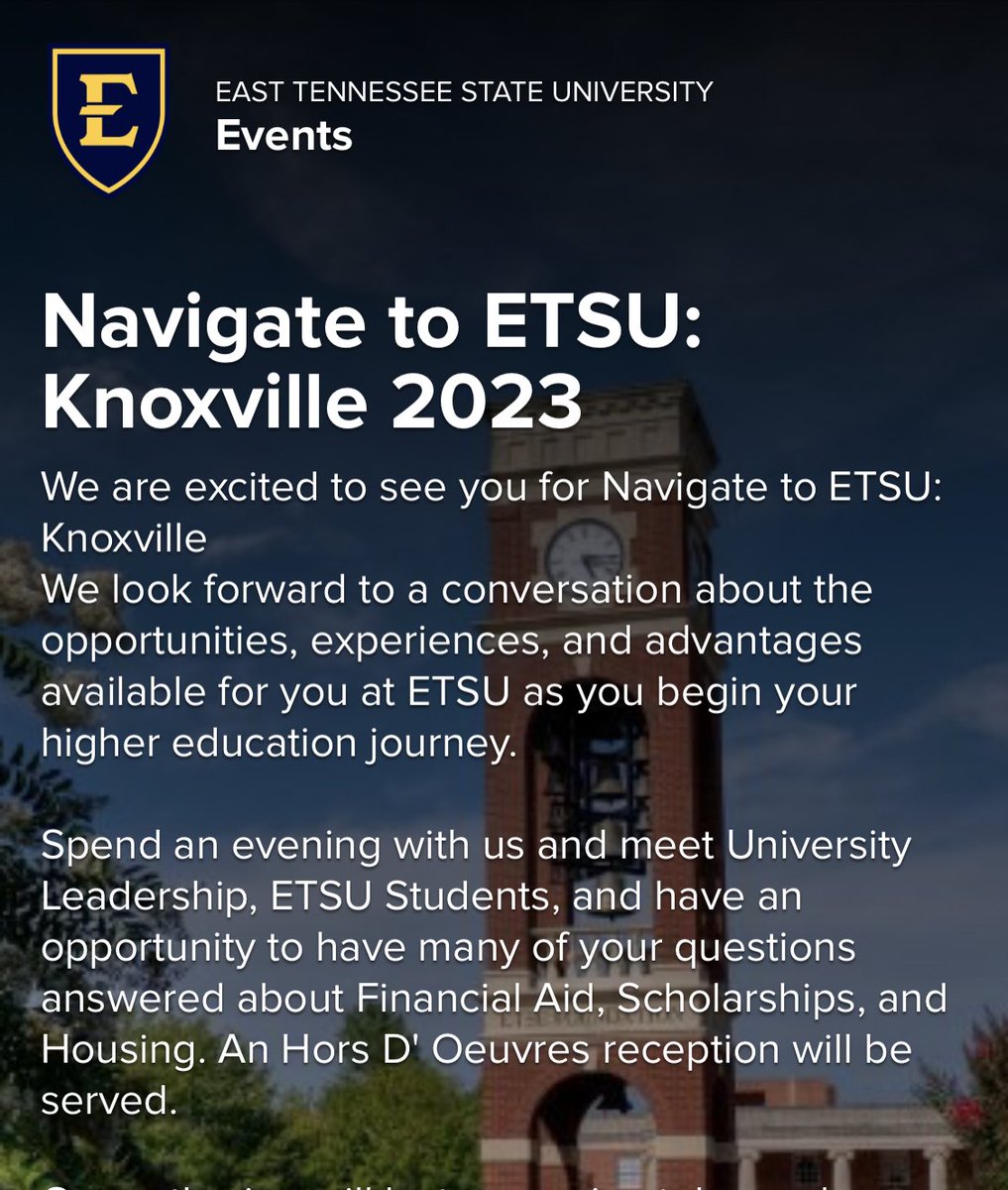 KarnsCounseling (@karnscounseling) on Twitter photo Juniors &Seniors: ETSU at the Crowne Plaza Hotel tonight at 7pm.  Go hear all about the great things at ETSU! Juniors &Seniors: ETSU at the Crowne Plaza Hotel tonight at 7pm.  Go hear all about the great things at ETSU!