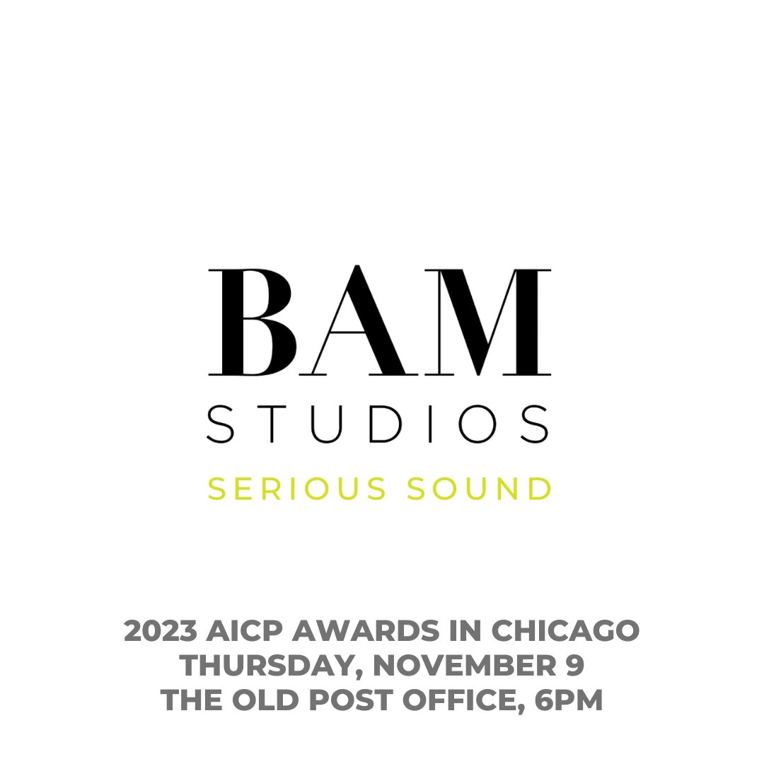 bamstudios's tweet photo. The 2023 AICP Chicago Show is coming up next Thursday, November 9th! π π π₯³
ποΈ Get your tickets! ποΈ The BAM team will be there! π₯³ ππ₯
#AICP #aicpmidwest #AICPshow #Chicago #2023aicpawards #BAMteam #agencies #advertising #filmsound #audioproduction #audiopostproduction https://t.co/gk4iWi0RFD