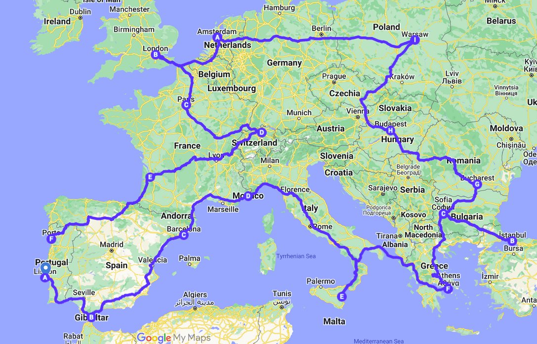 SomeKindOfAlec's tweet photo. Turns out this crude route around Europe is approximately the same driving time as my route around the US the last two years. Hmm.... https://t.co/jNrTanBLKj