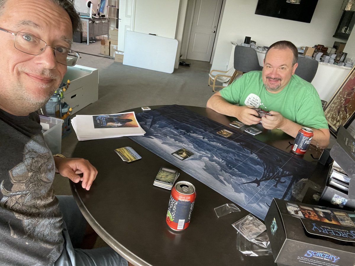 openboosters's tweet photo. Playing Sorcery with my cousin Bob, getting ready for the beta release!! @SorceryTCG https://t.co/TTgELrXuEq