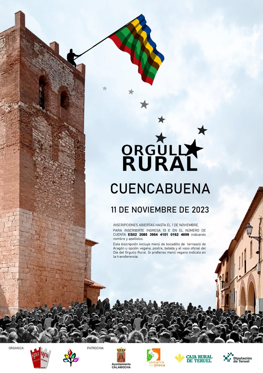 OrgRuralJiloca's tweet photo. 🚨🚨📣📣 ATENCIÓN!!! PRORROGADO EL PLAZO DE INSCRIPCIÓN PARA LA COMIDA HASTA EL PRÓXIMO DOMINGO DÍA 5!! 🚨🚨

Más info👇👇
https://t.co/5adqvMgJBw

#OrgulloRuralCuencabuena
#Cuencabuena
#OrgulloRuralJiloca
#DíaUniversalDelOrgulloRural
💙💛🤎💚💚❤️ https://t.co/X2cjMVuHT5
