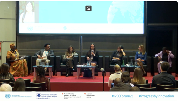 How to integrate gender &amp; youth into results-based financing? 

ℹ️ Give clear information &amp; simple application process.
✅Facilitate a small RBF threshold to attract local actors. 
⚧️ Provide extensive support to women &amp; youth-led businesses.

Voeun Sivleng speaking  #IVECForum23