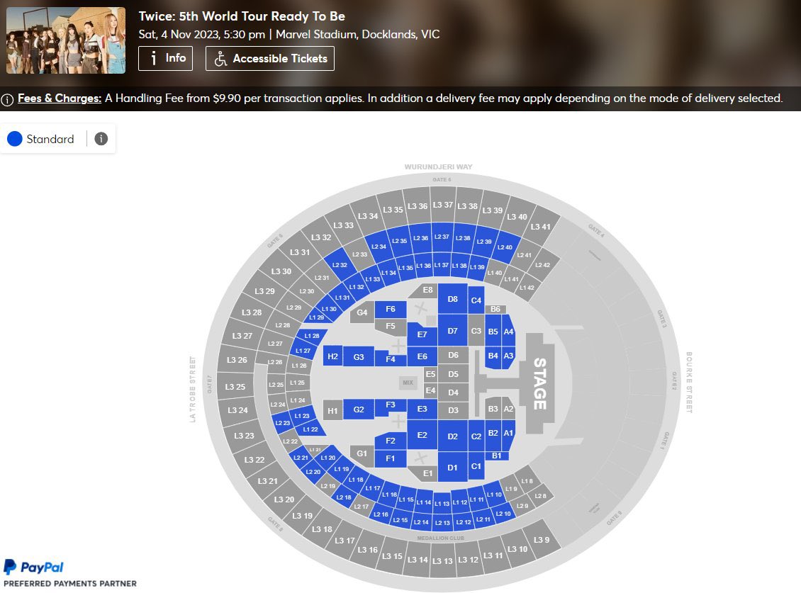 villainpinks's tweet photo. so onces were speaking on blackpink sold out tour for a whole year and now twice is about to play in the most unsold kpop concert in history 

3rd row disabled, thousands of floor tickets, no one buying 1st and 2nd floor after reducing prices by 50% 🤭

WE LOVE BLACKPINK KARMA https://t.co/FBcyvijppG