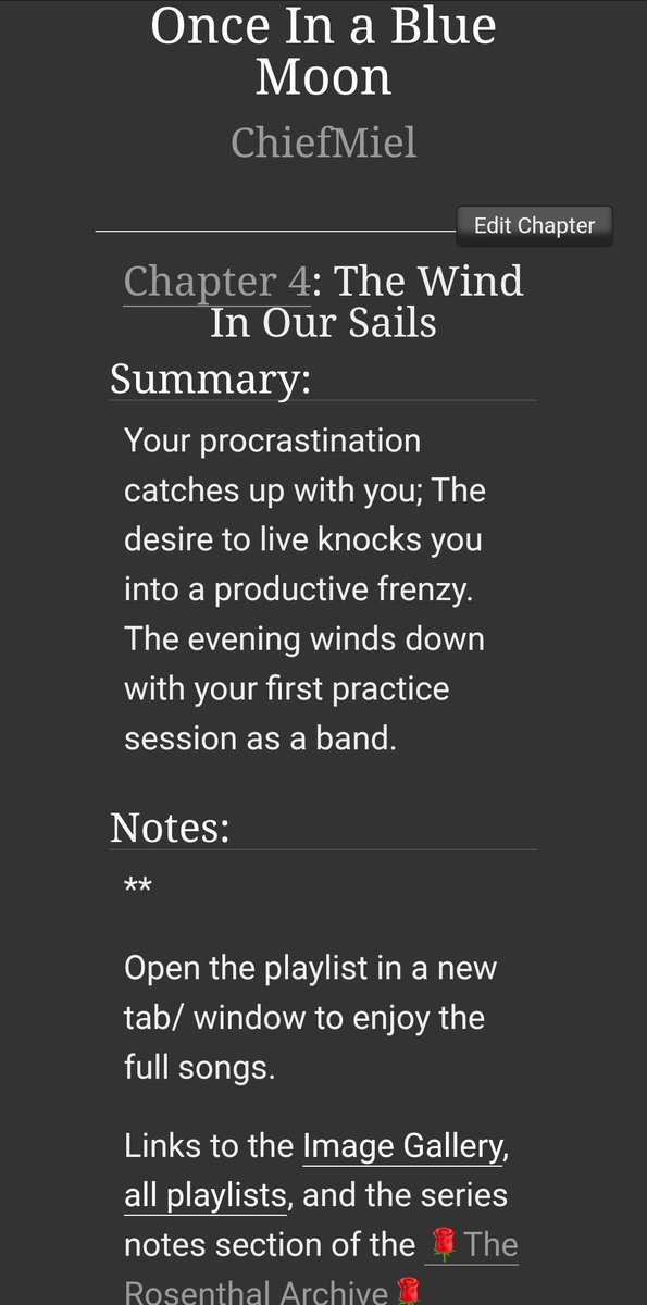 ChiefMiel's tweet photo. I've posted Chapter 4: The Wind In Our Sails from the story Once In a Blue Moon on AO3. 🎸🥁🎶
Read it here:
https://t.co/mkRXQ8Lswx
#therosenthalarchive #commandererwinsmith #goodvibes #greatcompany https://t.co/G2rcbTxCuN