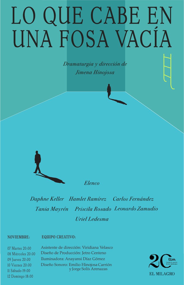 Muy felices de participar en <a href="/TeatroElMilagro/">Teatro El Milagro</a> del 7 al 12 de noviembre, en el estreno "Lo que cabe en una fosa vacía" de Jimena Hinojosa.
