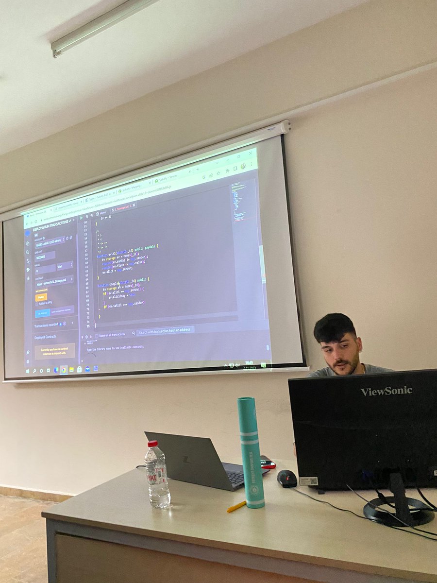 BU_blockchain's tweet photo. Solidity eğitimimizin ilk haftasını tamamladık.😎👨‍💻

Blockchain üzerine konuştuk ve birlikte Solidity'e giriş yaptık.🕺 https://t.co/GjySbgXHIU