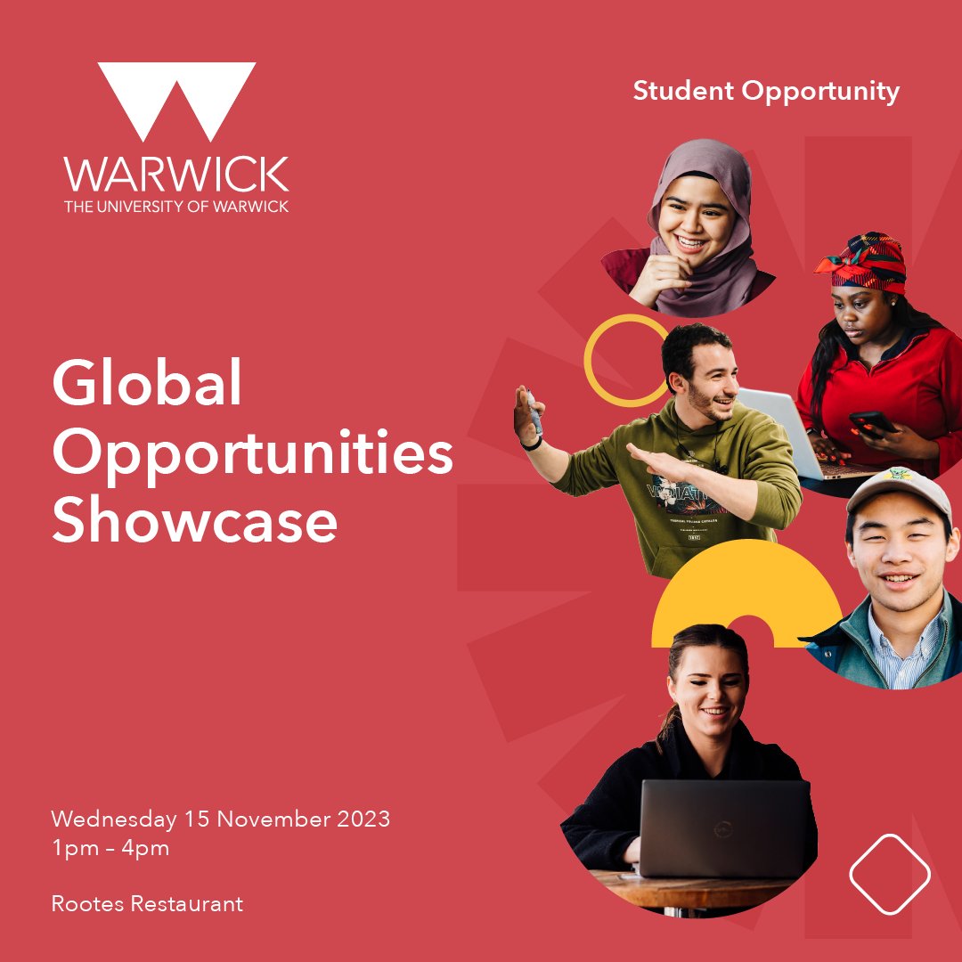 Wed 15 Nov, save the date! The Global Opportunities Showcase is coming. 

If you're interested in working, studying or volunteering abroad, come along and talk to teams who provide international opportunities, and chat to students 👉 ow.ly/x6nf50Q0FrE