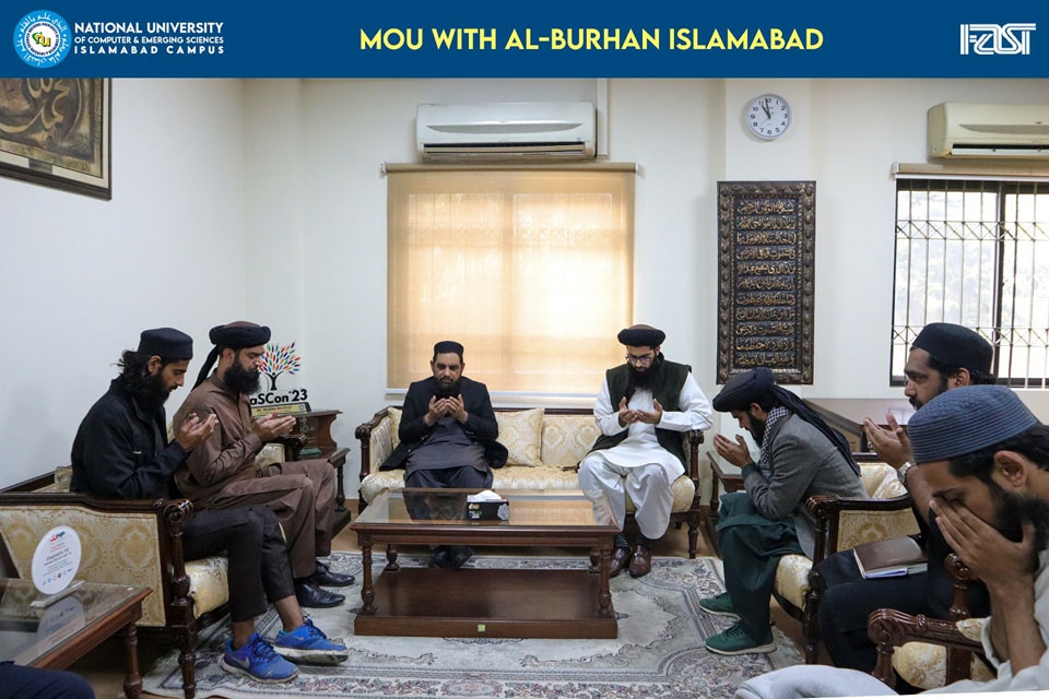 alburhanorg's tweet photo. 𝘼𝙡-𝘽𝙪𝙧𝙝𝙖𝙣 𝙖𝙣𝙙 𝙁𝘼𝙎𝙏-𝙉𝙐𝘾𝙀𝙎 Islamabad have signed an MOU with a shared commitment to integrate Islamic values and traditions with modern education. 
#FASTNUCES #ALBurhan https://t.co/vpJncMruGM