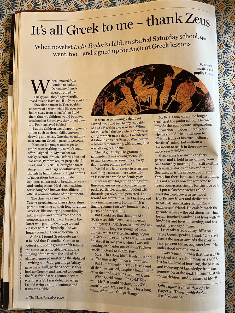 So excited to have a piece in The Oldie magazine this month. All about my attempts to get more educated…