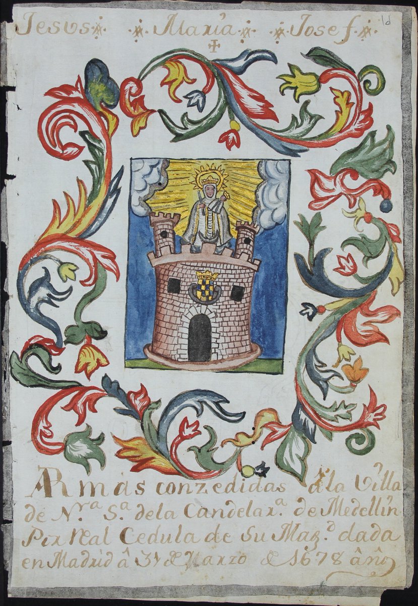 PatrimonioMDE's tweet photo. #PatrimonioMDE El primer escudo de armas, conservado en el #AHMedellín, es un trozo de piel de las muchas que hemos mudado en nuestro trasegar como ciudad. Una evidencia para entender esa línea de tiempo que aún seguimos escribiendo. 👑📜🌆

#348AñosDeMedellín
#NosMueveLaCultura https://t.co/FQQ99e7NRM