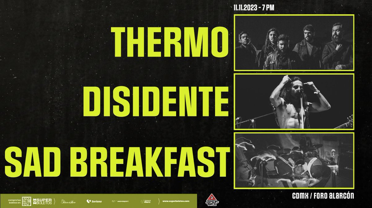 11 de noviembre en el Foro Alarcón, CDMX. |<a href="/ThermoBand/">Thermo</a> | <a href="/Disidenterock/">DISIDENTE</a>  | 

Últimos Boletos ➡️ bit.ly/3sRao4f 

Flyer por <a href="/mijaumx/">Mijau</a>