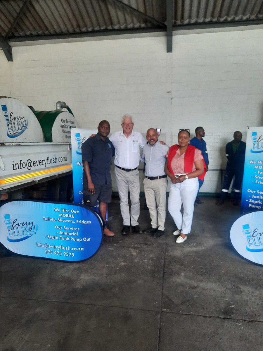 Exciting that @alanwinde could make time in his busy schedule to visit young people at their places of work who benefitted from government programmes. Great visit to Mr Thando Stimela, a @ChrysalisTokai graduate now owning his own company, Every Flush.