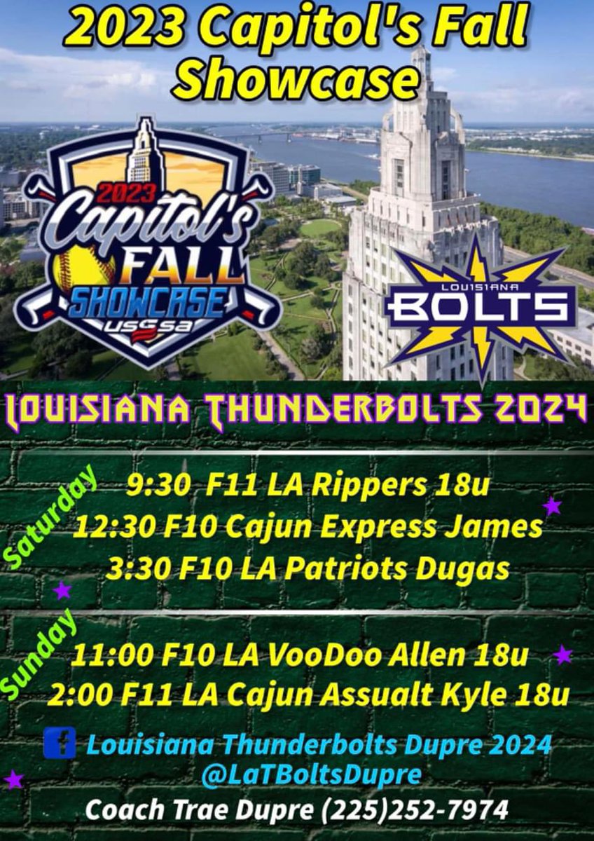 Schedule to this weekend!  Live Oak Sports Complex!