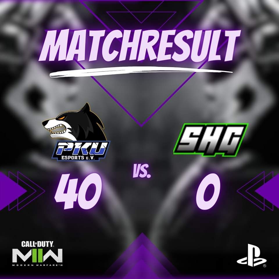 Am Sonntagabend stand für unser CoD HC um <a href="/SnoopyVonPKU/">Snoopy Von Stage5</a> das letzte Ligaspiel in der Ultimate League der DeSBL an!
Aufgrund eines Nichtantritts des Teams Stay High Gaming hieß es am Ende 40:0 für uns. 

#pku #pkuesportsev #pkufamily #cod #callofduty #codmw #esport #esports